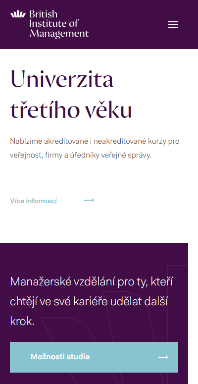 Screenshot mobilní obrazovky webu britishinstitute.cz 05